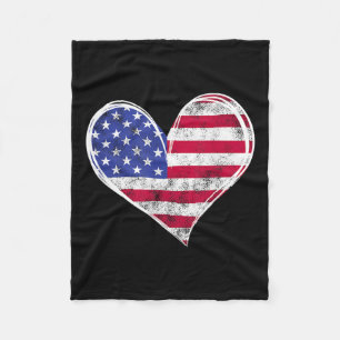 Couverture Polaire Drapeau américain Coeur Forces armées patriotiques