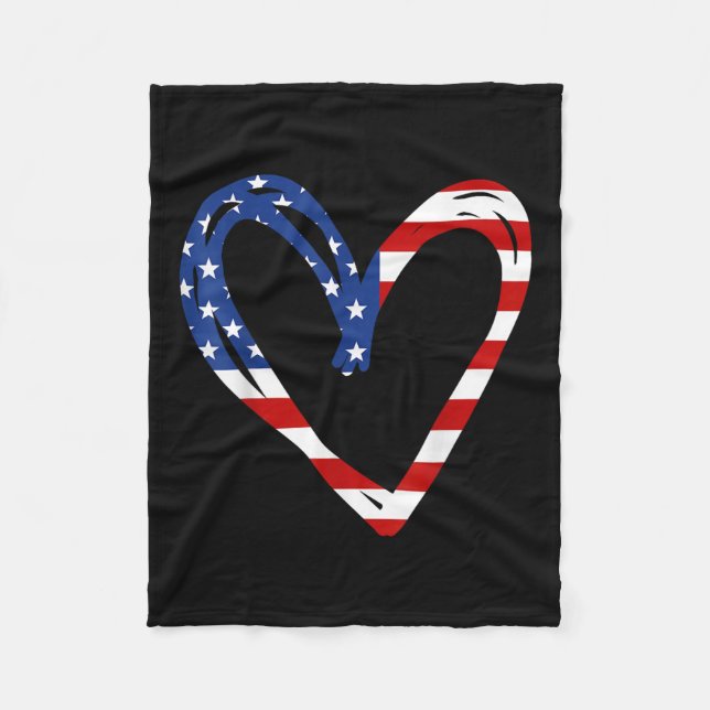 Couverture Polaire Drapeau américain Coeur Forces armées patriotiques (Devant)