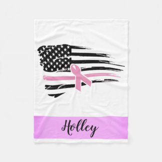 Couverture Polaire Drapeau américain de sensibilisation rose personna