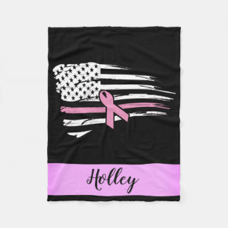 Couverture Polaire Drapeau américain de sensibilisation rose personna