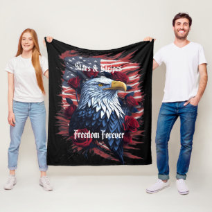 Couverture Polaire Drapeau américain étoiles et bandes Aigle chauve e