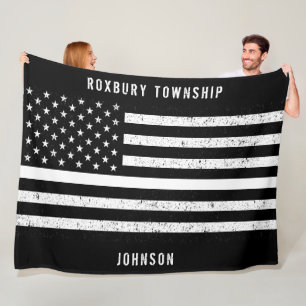 Couverture Polaire Drapeau américain Ligne blanche mince Nom dénudé