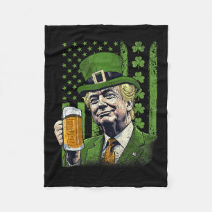 Couverture Polaire Drapeau américain Shamrock irlandais Trump St patr