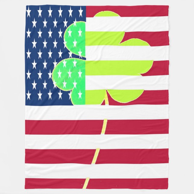 Couverture Polaire Drapeau américain Shamrock St. Patrick USA Irlande (Devant)
