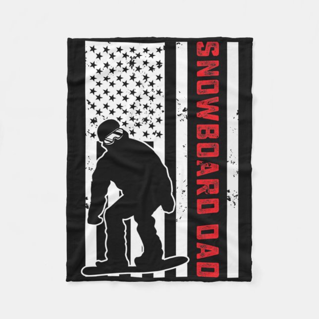 Couverture Polaire Drapeau américain Snowboard Papa Snowboardeur Papa (Devant)