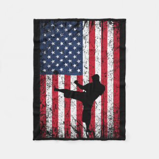 Couverture Polaire Drapeau américain vintage Karate 4 juillet Marti