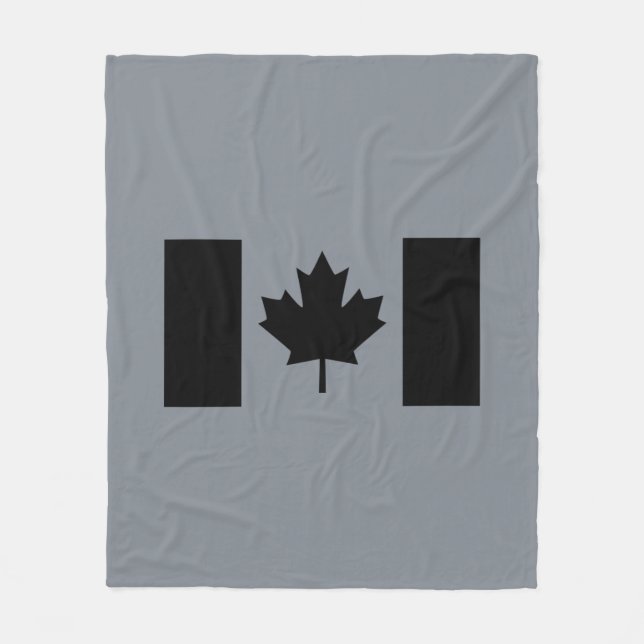 Couverture Polaire Drapeau canadien en graphisme noir (Devant)