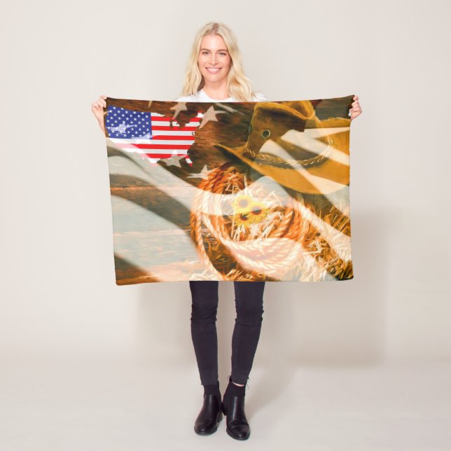 Couverture Polaire Drapeau Casquette américain Sunrays (En situation)