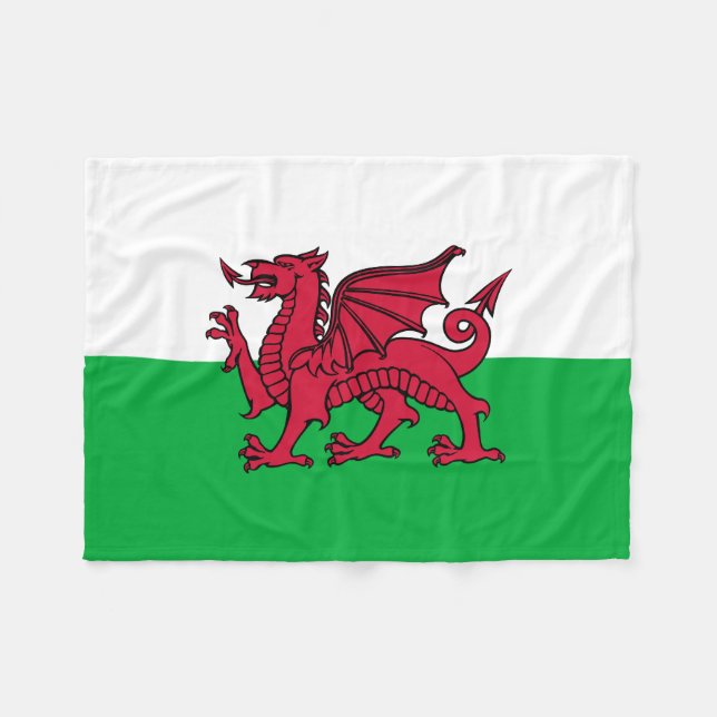 Couverture Polaire Drapeau de dragon du Pays de Galles Gallois (Devant (Horizontal))