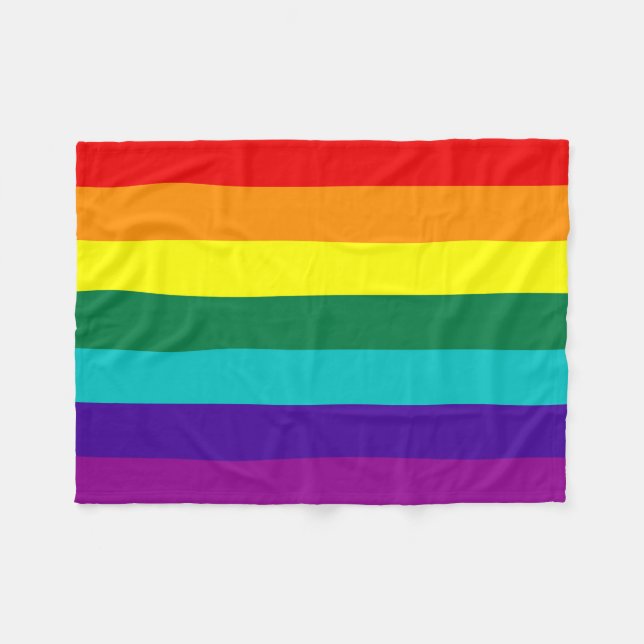 Couverture Polaire Drapeau de la Fierté arc-en-ciel 7 bandes (Devant (Horizontal))