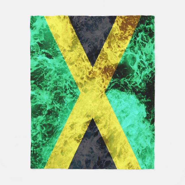 Couverture Polaire Drapeau de la Jamaïque - Vagues océaniques (Devant)