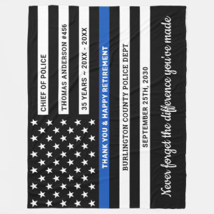 Couverture Polaire Drapeau de la ligne bleue mince personnalisée