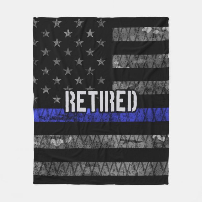 Couverture Polaire Drapeau de la police retraitée en détresse (Devant)