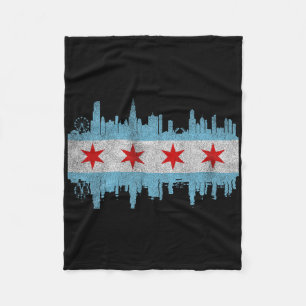 Couverture Polaire Drapeau de la skyline de la ville de Chicago - Chi