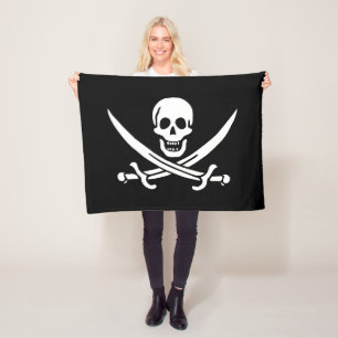 Couverture Polaire Drapeau de pirate Crâne croisé épées