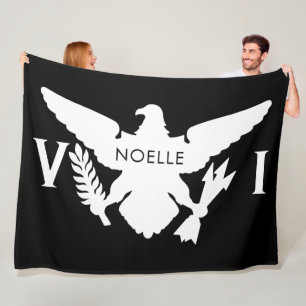 Couverture Polaire Drapeau des îles Vierges américaines, noir et blan