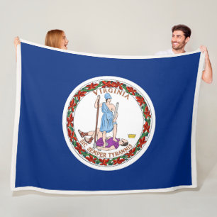 Couverture Polaire Drapeau d'état de Virginie Imprimer Patriotc