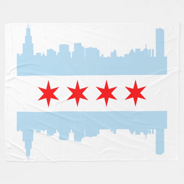 Couverture Polaire Drapeau d'horizon de Chicago (Devant (Horizontal))