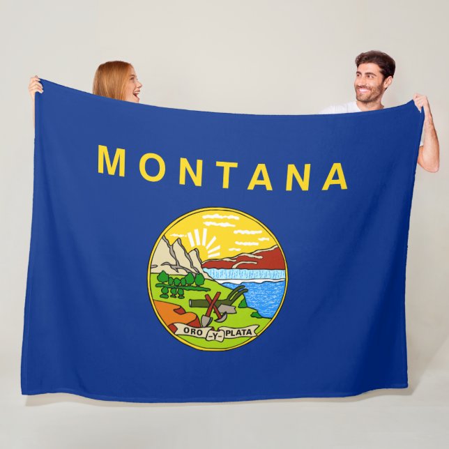 Couverture Polaire Drapeau du Montana (État des États-Unis) (En situation)
