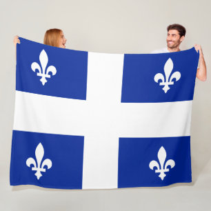 Couverture Polaire Drapeau du Québec PQ Qc avec fleur de lys