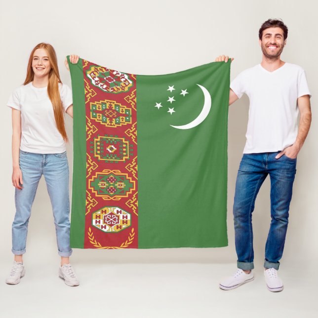 Couverture Polaire Drapeau du Turkménistan (En situation)