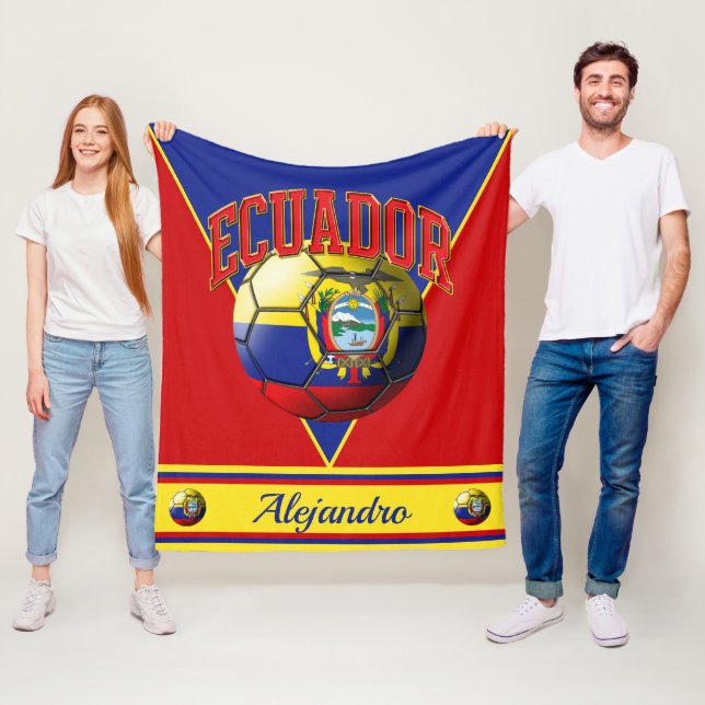 Couverture Polaire Drapeau équatorien balle de football | Nom (En situation)