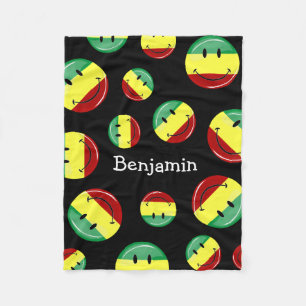 Couverture Polaire Drapeau heureux rond brillant de Rasta
