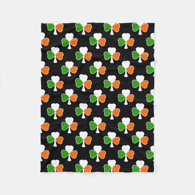 Couverture Polaire Drapeau irlandais du motif | de shamrock (Devant)