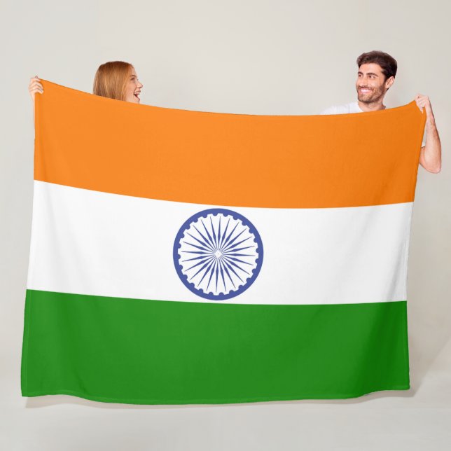 Couverture Polaire Drapeau national de l'Inde Ashoka Chakra grand (En situation)