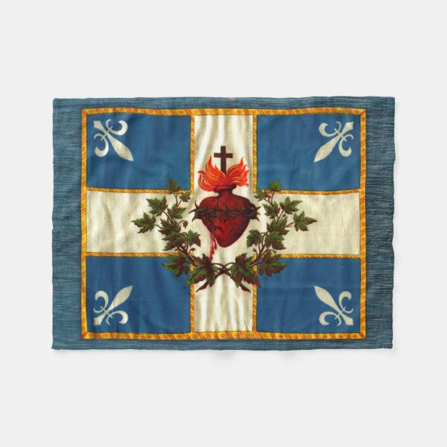 Couverture Polaire Drapeau Québec antique Carillon Sacré-Cœur (Devant (Horizontal))