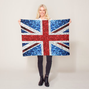 Couverture Polaire Drapeau rouge bleu blanc brillant parties scintill