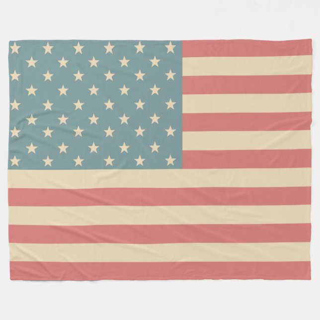 Couverture Polaire Drapeau Rustique Américain Blanche cadeau (Devant (Horizontal))