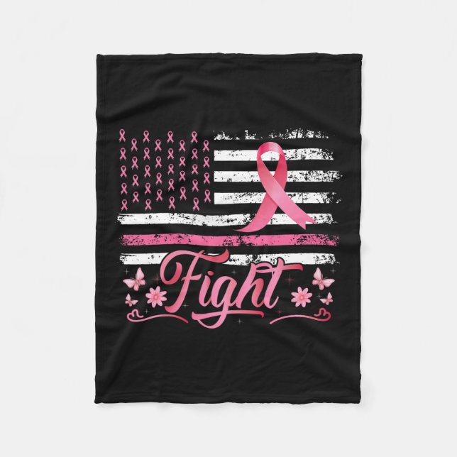 Couverture Polaire Drapeau Sensibilisation au cancer du sein Pink Rib (Devant)