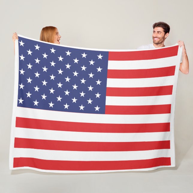 Couverture Polaire Drapeau USA Imprimer Patriotique Blanche en polair (En situation)