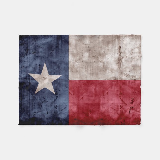Couverture Polaire Drapeau vintage patiné d'état du Texas (Devant (Horizontal))