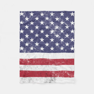 Couverture Polaire Drapeau vintage USA Patriotique Américain Rouge Bl