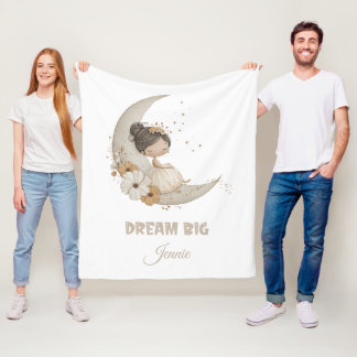 Couverture Polaire Dream Big Fairy Moon Child - Nom personnalisé