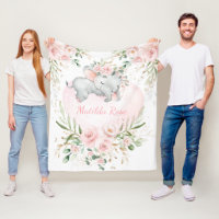 Dreamy Sweet Baby Elephant Girl Blush rose Floral