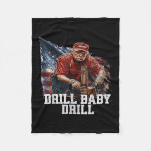Couverture Polaire Drill Baby Drill American 2025 Trump Président Us
