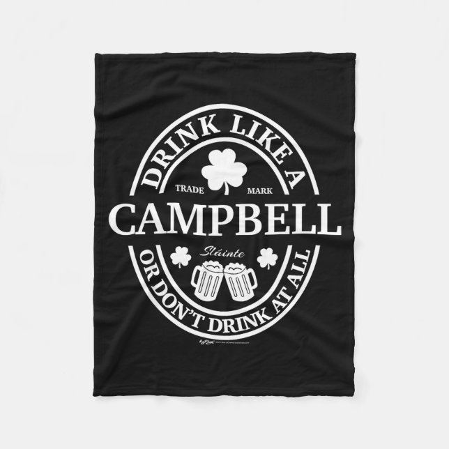 Couverture Polaire Drink Like A Campbell Shamrock St Patricks Day  (Devant)