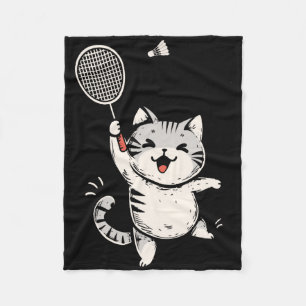 Couverture Polaire Drôle Badminton Chat Cute Kitty Joueur Badminton S