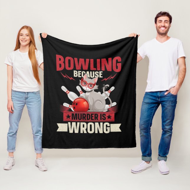 Couverture Polaire drôle Bowling meurtre amoureux de les chats sport (En situation)