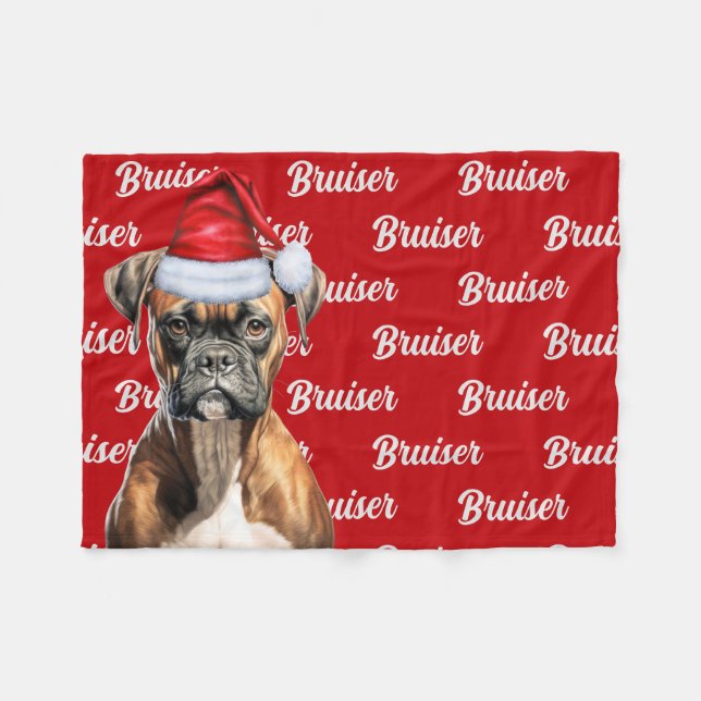 Couverture Polaire Drôle Boxer Chien Nom Patterned Noël (Devant (Horizontal))