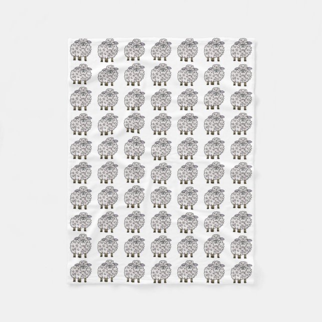 Couverture Polaire Drôle Cartoon Mouton Blanche polaire (Devant)