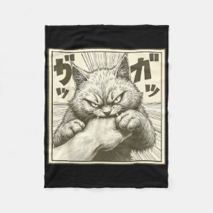 Couverture Polaire Drôle Cat Graphic Tee Japonais Anime Cat Bite