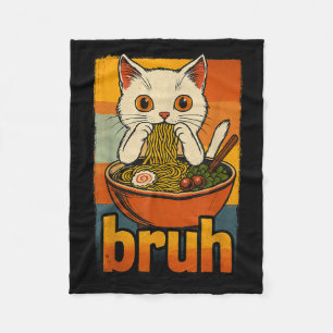 Couverture Polaire Drôle Chat Manger Japonais Ramen Noodles Hommes Fe
