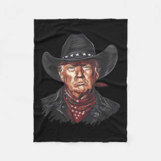 Couverture Polaire Drôle Cowboy Western Donald Trump Us Drapeau 2024