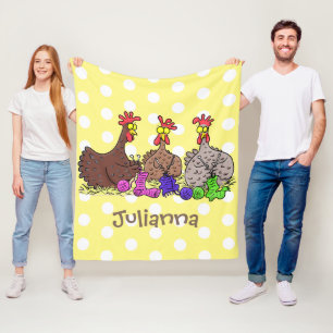 Couverture Polaire Drôle dessin animé de poulets de tricot