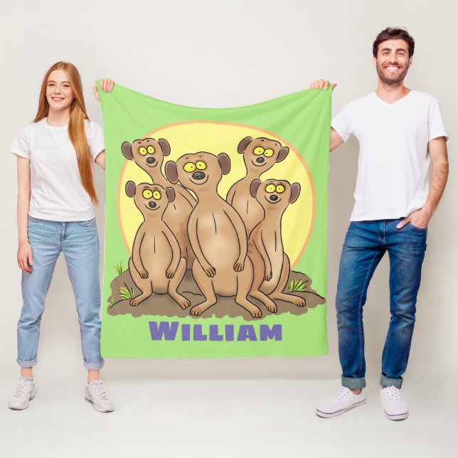 Couverture Polaire Drôle dessin de la famille meerkat (En situation)