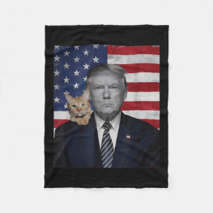 Couverture Polaire Drôle Donald Trump Et Chat Politique Drapeau Usa